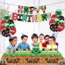 Minecraft Inspired Birthday Decorations, Party Decorations, Birthday Party Supplies, Banner, Balloons, Tablecloth, Backdrop, Cupcake Toppers, Large 