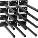 12 Pcs 8" Black Solid Steel Floating Shelf Bracket Blind Shelf Supports - Hidden Brackets for Floating Wood Shelves - Concealed Blind Shelf Support  Screws and Wall Plugs Included