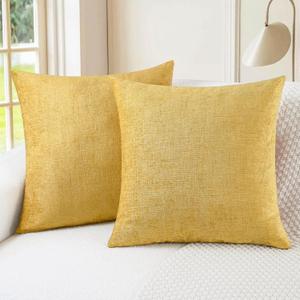CaliTime Throw Pillow Covers Decorative 16 X 16 Inches Pack of 2 Cozy Chenille Cushion Cases for Couch Sofa Bed Living Room Home Gold (16" x 16" (Pack of 2))