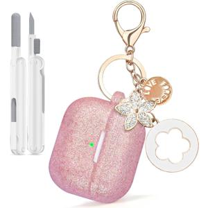 VISOOM for AirPods Pro 3 Case 2025, Silicone Case for Apple Air Pods Pro 3rd Generation Cover Women, Cute iPods 3 Protective Cover with Bling Keychain & Cleaning Kit, Bling Rose Gold