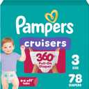 Pampers Diapers - Cruisers 360 - Size 3, 78 Count, up to 100% Leakproof Pull-On Diaper for Active Babies