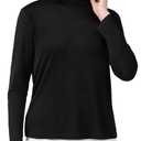 Women's Silk Thermal Tops Mulberry Silk Shirt Mock Neck Long Sleeve Base Layer Underwear Shirts Lightweight Pullover Blouse (Black,Large)