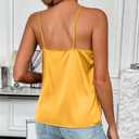 Zeagoo Women's Silk Satin Tank Tops 2026 V Neck Adjustable Spaghetti Strap Sleeveless Camisole Summer Basic Blouse Yellow L 