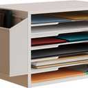 Unionly 12x18 Construction Paper Organizer,Large File Sorter for Office, White, Large 12"X18"