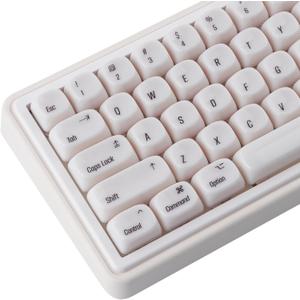 Tsungup MOA Keycaps,136 Keys Cute Ceramic Textured Custom Keycaps 60 75 Percent, Minimalist White Mac Keycap Set Key Caps Keyboard for Cherry Gateron MX Swithes Mechanical Keyboards(Translucent White)