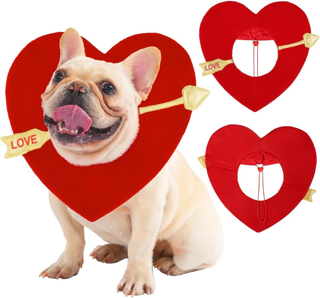 Valentines Dog Costume Red Love Heart Headwear Adjustable Pet Hat Clothes for Cat Dog Outfit Holiday Party Large