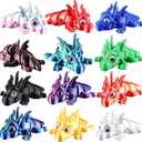 Honoson 12 Pcs 3D Printed Animal Fidget 3D Mini Animal Flexible Cute Articulated Small Stress Pet Relief Fidget for Adult Party Favors Home Display(5-7cm,Dragon)