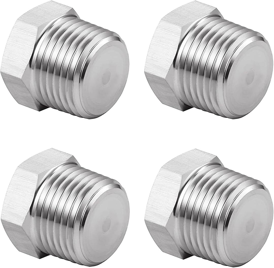 Outer Hex Head Thread Pipe Plug Fitting 3/4" NPT Male,304 Stainless Steel (pack of 4)
