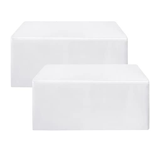 HolidayIdeas Fitted White Tableclothes - 72 x 30 Inch - 2 Pack Rectangle Table Covers for 6 Foot Tables, Polyester Fabric Tablecloths for Christmas, Parties, Wedding, Trade Show