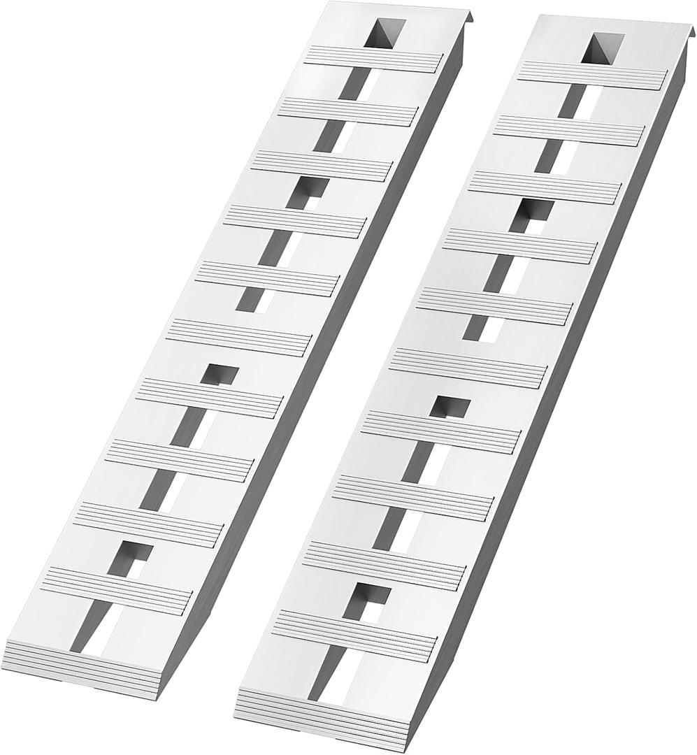 2PCS 6000 lbs Heavy-Duty Aluminum Loading Ramps, 60" x 12", with Beavertail Hook End & Anti-Slip Surface, Universal Trailer Ramps for Motorcycle, ATV, UTV, Tractor, Trucks, SUV, Lawn Mower (60x12inch)
