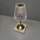 Rechargeable Cordless Table Lamp, Touch Control Crystal Desk Lamp with 3500mAh Battery, 3 Color Dimmable LED Small Lamp for Bedroom Bedside Restaurant Kitchen Home Decor, Gold