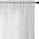 SMILE WEAVER White Sheer Curtains 84 Inch Long for Living Room,Privacy & Light Filtering Semi Sheer Curtain with Star Print Design,Lightweight Voile Transparent Bedroom Window Drapes,2 Panels