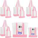 10Pcs Canvas Tote Bag Bulk with Outer Pocket, 12oz Cotton Blank Canvas Tote Bags 19 x 14.6Inch, 13 x 11Inch Reusable Grocery Bags Shopping Cloth Bags for Women, Mother's Day (5 Set Large & Medium)