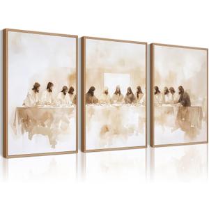 The Last Supper Wall Art Jesus Christian Canvas Wall Decor Last Supper Painting Dining Room Pictures Jesus Religious Posters Bible Christian Modern Artwork for Living Room 24x36 Inch Unframed Set of 3