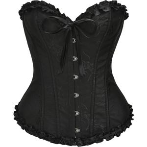 SZIVYSHI Corset Tops for Women, Bustier Shapewear Lingerie, Lace Waist Push Up Bodysuit (X-Small, Black Beauty)
