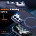 Compatible with Samsung Galaxy S22 Case with Magnetic Ring Stand, Military Drop Protection, Anti-Scratch/Anti-Fingerprint Translucent Matte Case for Samsung Galaxy S22 (Dark Blue)