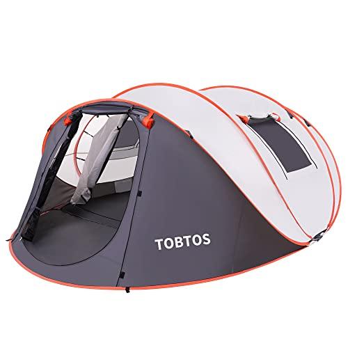 TOBTOS Pop Up Tent 6 Person Double Layer Camping Tent with Vestibule, Automatic Setup Instant Tent Easy Pop Up Tents for Camping Hiking and Outdoor for 2/3/4/5/6 People