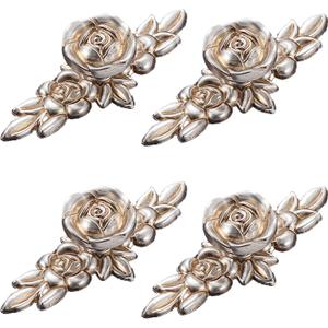 Rose Cabinet Knobs with Backplate 4pcs Vintage Zinc Alloy Flower Drawer Pull Handles Cabinet Handle Knobs for Dresser Vanity Nightstand Cupboard (Antique Silver)