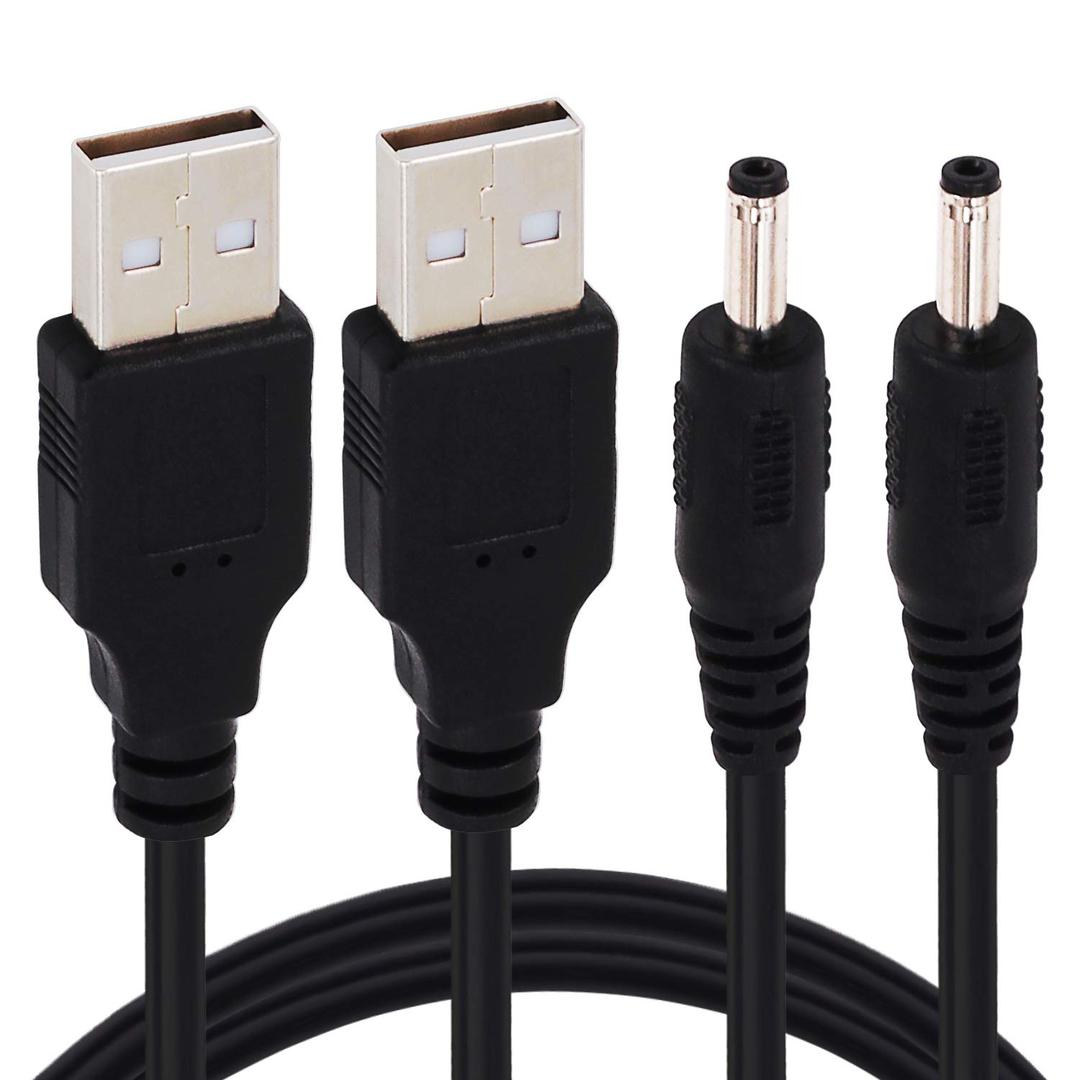 [2 Pack 3FT USB to DC 3.5mm x 1.35mm Barrel Jack Adapter Connector 5V DC Power Charger Cable Charging Cord (USB to DC 3.5 x 1.35mm)