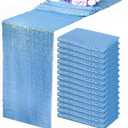 15 Pack Baby Blue Table Runner 12" x 72" Sequin Table Runner Sparkly Metallic Sequin Runner Coffee Table Runners for Wedding Bachelorette Holiday Birthday Party Bridal Shower Banquet Event Table Decor