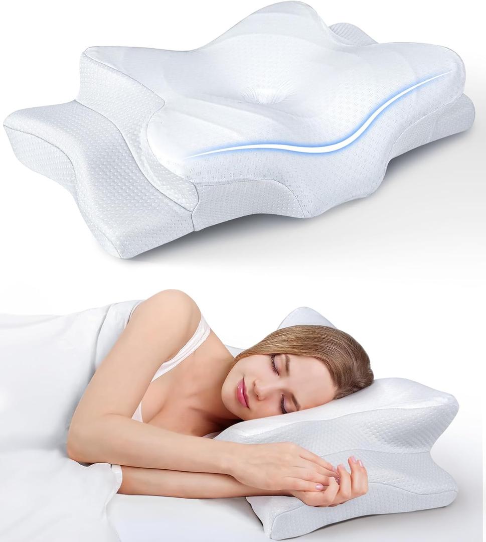 Ultra Pain Relief Cooling Pillow for Neck Support, Adjustable Cervical Pillow Cozy Sleeping, Odorless Ergonomic Contour Memory Foam Pillows, Orthopedic Bed Pillow for Side Back Stomach Sleeper (Queen, White)