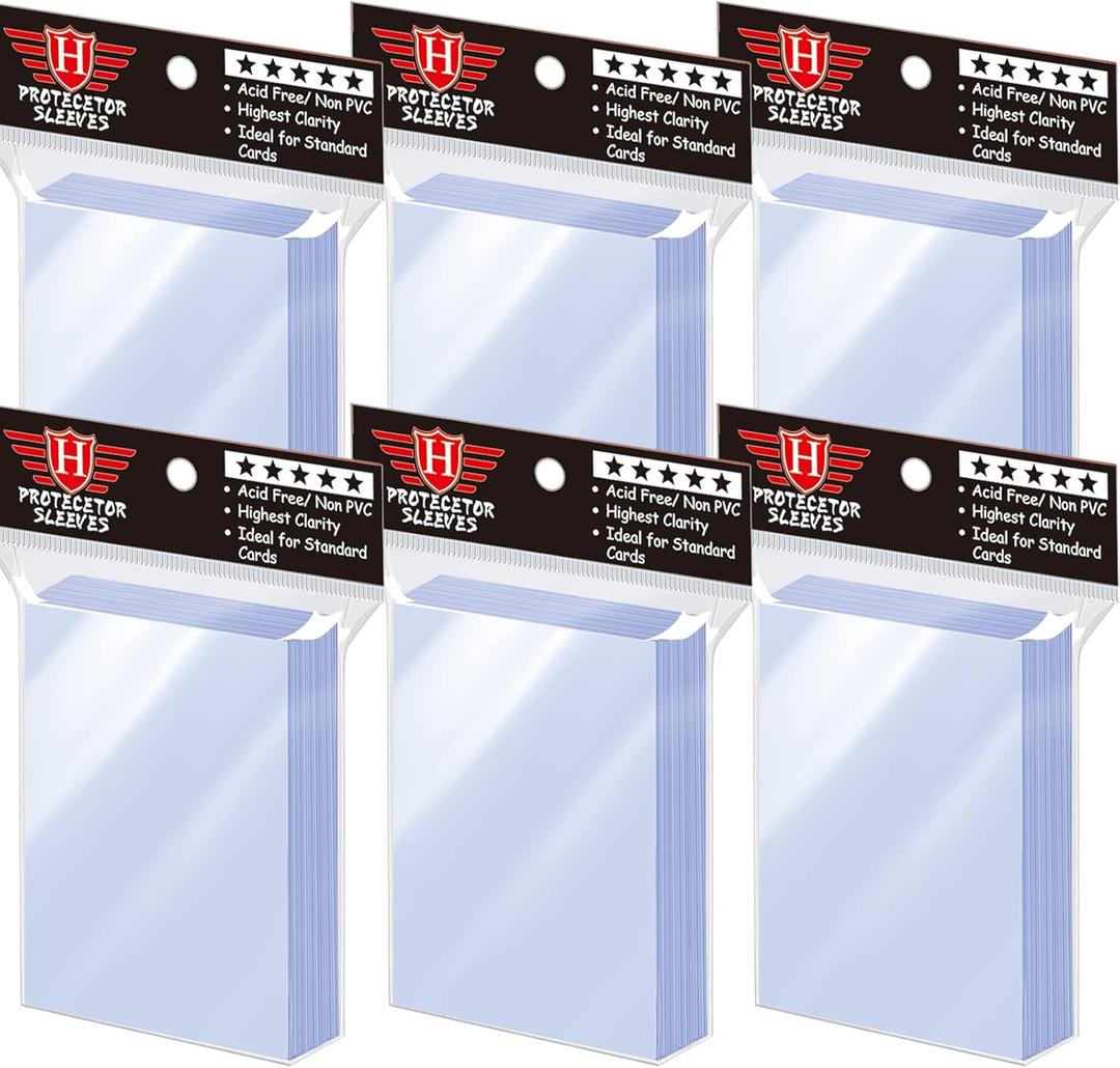 600 Counts Card Sleeves TopLoaders for Trading Cards, Soft Clear Baseball Card Sleeves Plastic Card Protector for Standard Cards Fit for MTG, Football Card Sports Cards Game Card Standard Cards