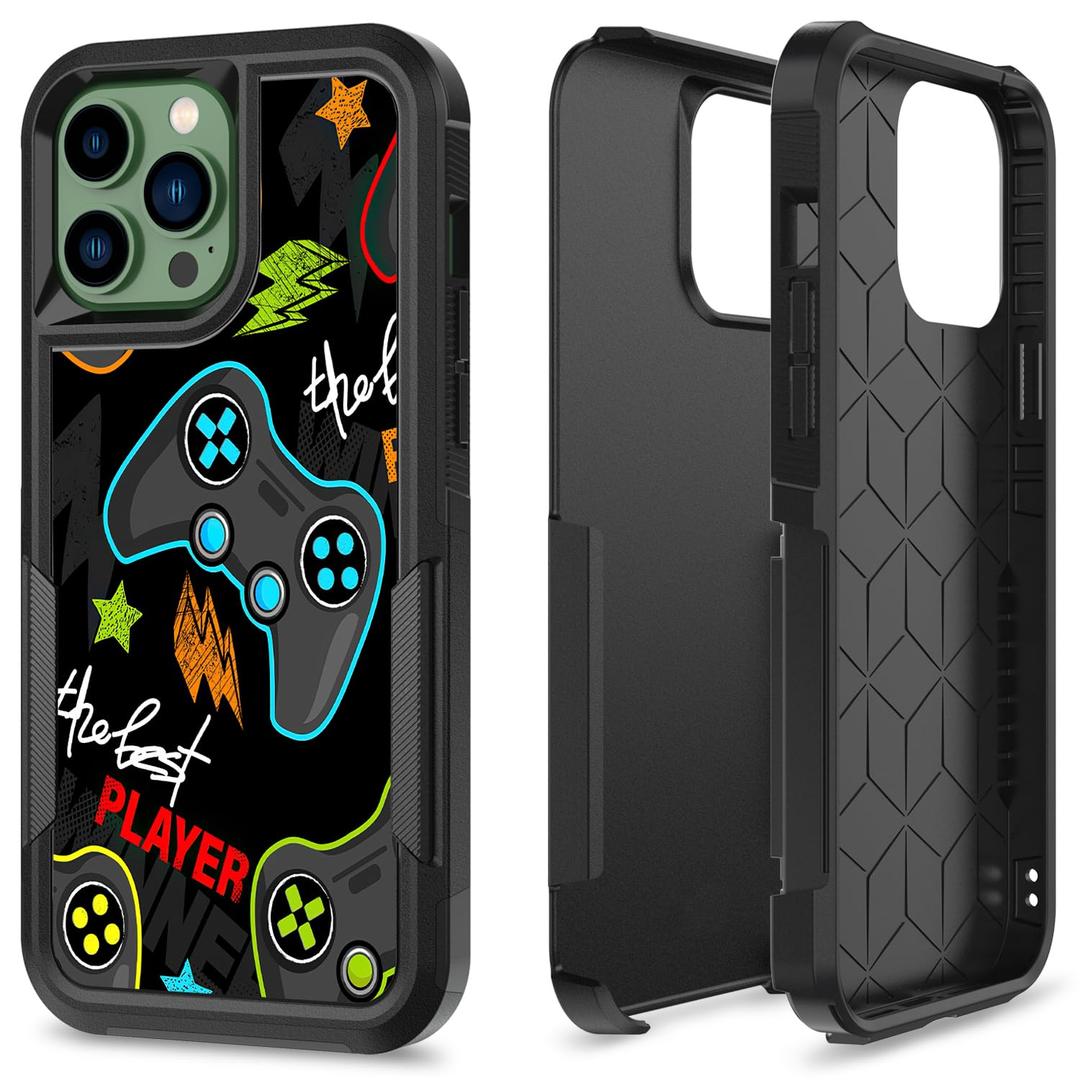 Candykisscase Case for iPhone 13 Pro Max, Gaming Controller Best Player Pattern Shock-Absorption Hard PC and Inner Silicone Hybrid Dual Layer Defender Case for iPhone 13 Pro Max