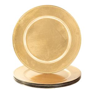 MAONAME Foil Gold Charger Plates with Beaded, 13" Plate Chargers for Dinner Plate, Plastic Round Chargers for Table Setting, Set of 1