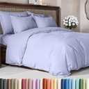 Duvet Cover Queen Size Set - Extra Soft Queen Duvet Cover 90" x 90" with 2 Pillow Shams - Hotel Luxury, Easy Care & Fade Free w/ Zipper Closures & Ties - All Season, Comfy and Breathable (Lavender)