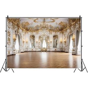 Elegant Hall Backdrop 10x8ft Fabric Luxurious Palace Backdrops for Birthday Party Decor Golden Hall Ballroom Dance Party Banquet Wedding Pictures Background