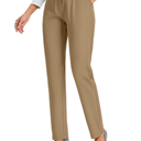 FUNYYZO Women's Stretch Business Work Pants with Pockets Wear to Work Casual Suitpants Long Straight Trousers M