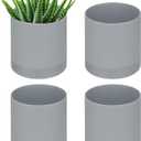 PATIKIL 4 Inch/10cm Plastic Plant Pots, 4 Pack Small Flower Pot Planters with Drainage Holes and Saucer for Home Decor Indoor Plants, Grey (Gray)