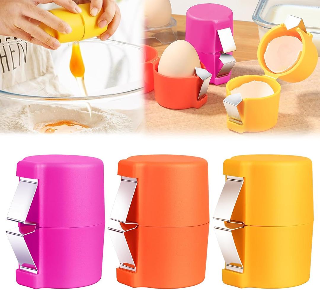 3 Pcs Egg shell opener, Eggshell opener, Egg Clip for Raw Eggs, Egg PeelerNot for Hard-boiled eggs, Home kitchen Gadgets to Quickly Cut Eggshells (Pink-Yellow-Orange)