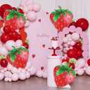 12 Pcs Strawberry Balloons, Sweet Fruit Balloons for Birthday Party Decorations, Strawberry Foil Balloon for Strawberry Themed Party Baby Shower Gender Reveal (12 Pcs)