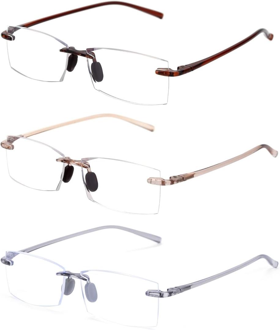 TERAISE Rimless Reading Glasses Comfortable Lightweight Frameless Reader Men Women Blue Light Blocking Computer Eyeglasses