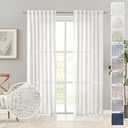 Ivory Linen Curtains 108 Inches Long for Living Room 2 Panel Set Cream White Back Tab Semi Sheer Linen Drapes Neutral Farmhouse Light Filtering Curtains Ceiling to Floor for Large Window 9FT