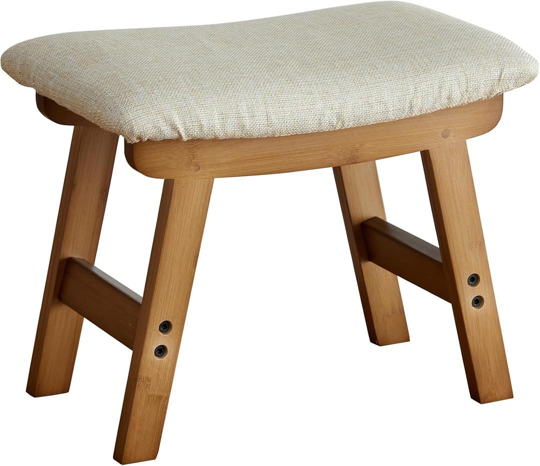 viewcare Foot Stools Ottoman, Small Soft Footrest Ottoman with Wood Legs, Sofa Footrest Extra Seating for Living Room Entryway Office