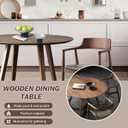 Walnut Round Dining Table for 4, 35.4" Small Wood Round Kitchen Table with Solid Wood Legs, Mid Century Modern Dining Room Tables for Home, Restaurant,Circle Coffee Table for Small Space