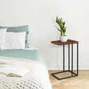 C Shaped Side Table Set of 2, Skinny Sofa Table for Sofa and Bed, Couch Tables That Slide Under, Small End Tables for Living Room, Bedroom or Small Spaces, Rustic Brown