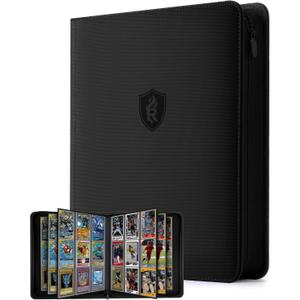 9 Pocket Toploader Binder with Zipper  Holds 252 Top Loaders  Premium Double-Sided Card Album for Trading Cards, TCG, MTG, Sports Cards (Black)