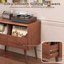 BROTTAR Mid Century Modern Record Player Stand with Vinyl Storage, Brown
