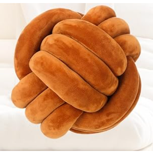 Namalu 2 Pcs Soft Knot Pillow Ball, Decorative Round Throw, Soft Knotted Plush Pillows, Handmade Stuffed Ball Pillows Cushion for Bedroom Sofa Couch Home Decor(7.87 Inches,Caramel Color)