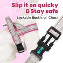 Escape Proof Dog Harness Medium Sized Dog Soft Lightweight Padded Mesh Dog Harness for Medium to Large Dogs, Reflective Adjustable Chest Pet Vest with Handle, Gray/Pink, XL