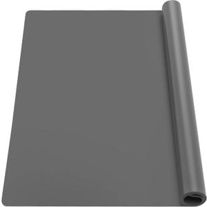 Ewen 25.6"x17.7"x0.08" Large Heat Resistant Silicone Mat for Kitchen Counter, 2mm Thick Countertop Protector Mat, Non-Stick Glass Top Stove Cover Pad for Appliances Coffee Maker Table Workbench Gray, 25.6"L x 17.5"W