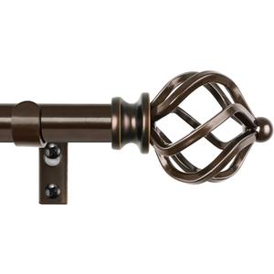 KAMANINA Bronze Curtain Rod 32 to 58 Inch(2.6-4.8ft), Adjustable Curtain Rods for Windows 28 to 48 Inch, 3/4 Inch Splicing Drapery Rods with Twisted Cage Finial