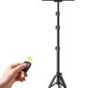 Lamicall Tablet Floor Tripod Stand - 64.9" Tablet Holder Mount with Adjustable Height for Stream/Watching with Bluetooth Remote, for iPad Pro 12.9, Mini, Air, iPhone and 4.7-13" Tablet and Cellphone