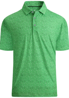 Esabel.C Golf Shirts for Men Dry Fit Performance Short Sleeve Print Moisture Wicking Collared Shirt, M