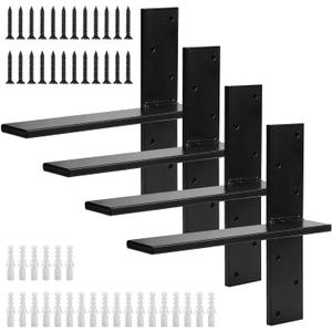 4Pcs Free Hanging Shelf Bracket, Floating Shelf Brackets, Heavy Duty T Shelf Bracket, Floating Countertop Brackets, Shelf Brackets 12 inch