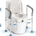 Raised Toilet Seat for Seniors with Handles - 3.5in Elevated Toilet Seat Risers, Elevated Toilet Safety Seat with Adjustable Width & Height, Ideal for Elderly, Pregnant & Handicapped (with Lid)