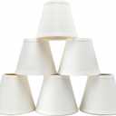 Small Lamp Shade Set of 6 Chandelier Shades 3" X 6" X 5" White Linen Lampshade Clip-On Bulb